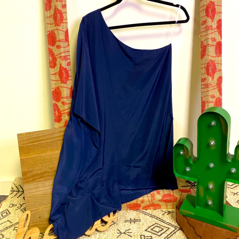 Navy One Shoulder Mini Dress